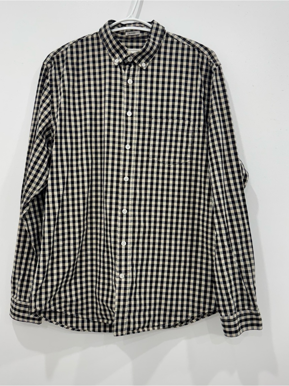 Frank & Oak The Branford Gingham Button Down Shirt | Black & Cream | Size L